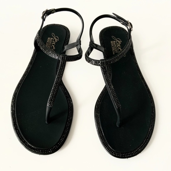 Jewel Badgley Mischka Thongs Sandals Black Jelly 7 - Picture 11 of 15